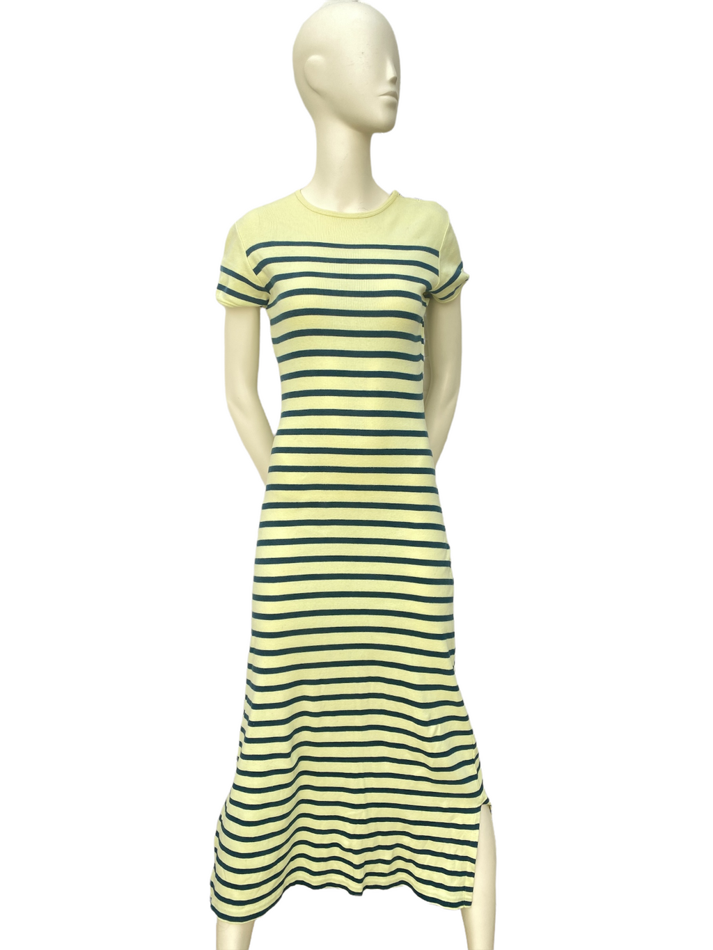 Vintage Long Yellow Striped Dress