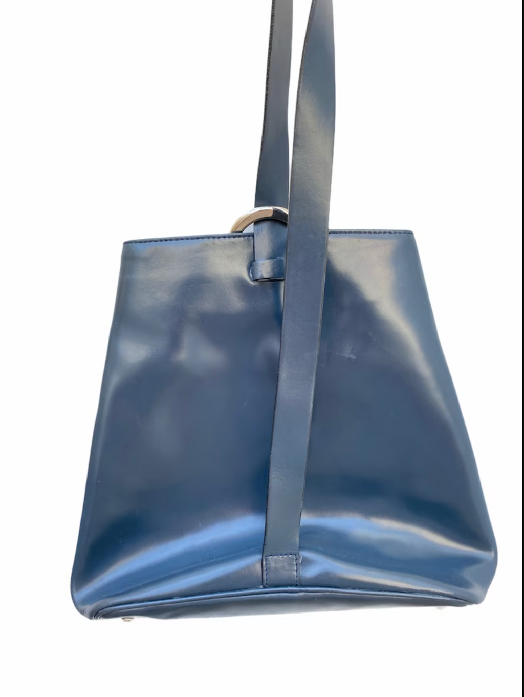 Vintage Blue Patent Leather Shoulder Bag