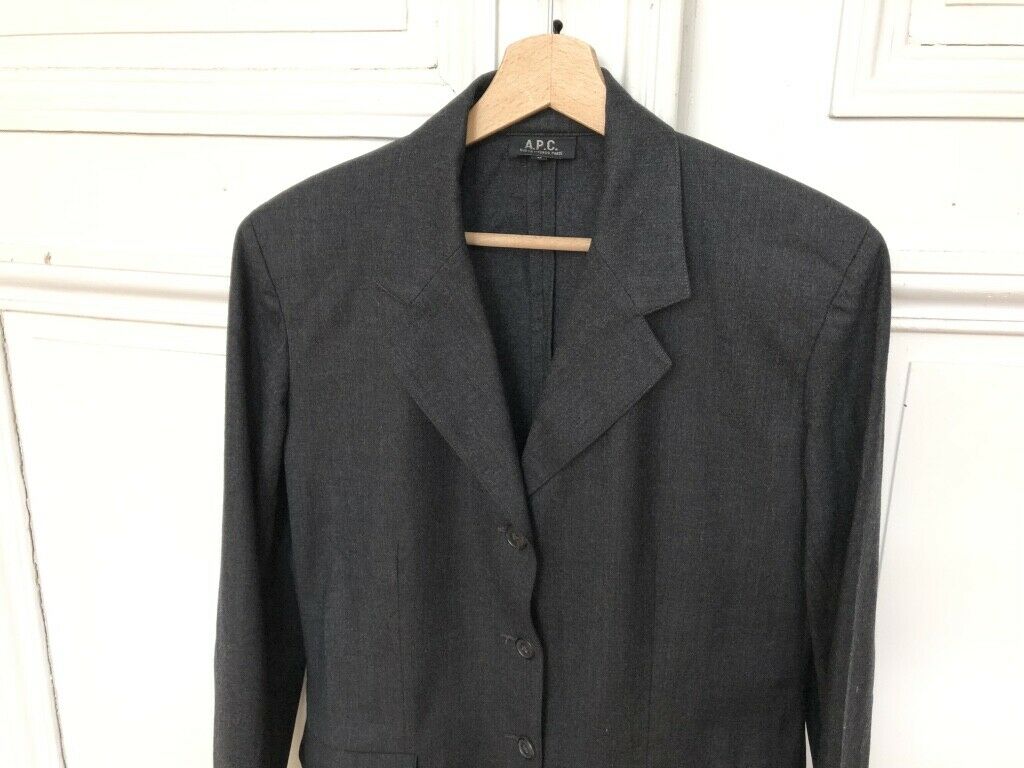 A.P.C. Grey Wool Blazer Jacket Size L