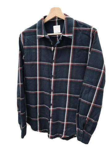 Sandro Navy Plaid cotton Shirt Size XS