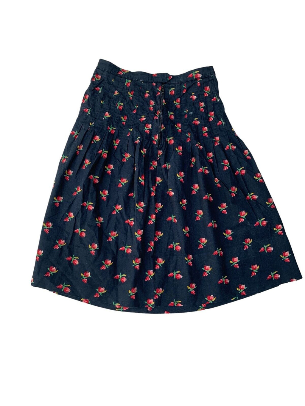 Rive Gauche  1970s Black - Red Floral Skirt