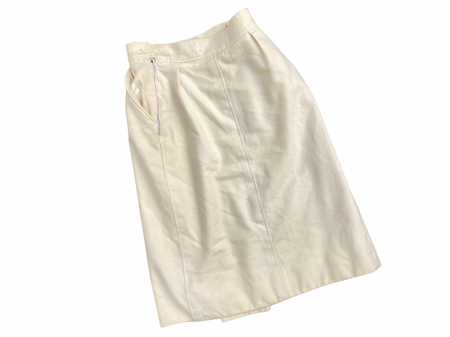 Rive Gauche  Vintage Ecru Wool Skirt