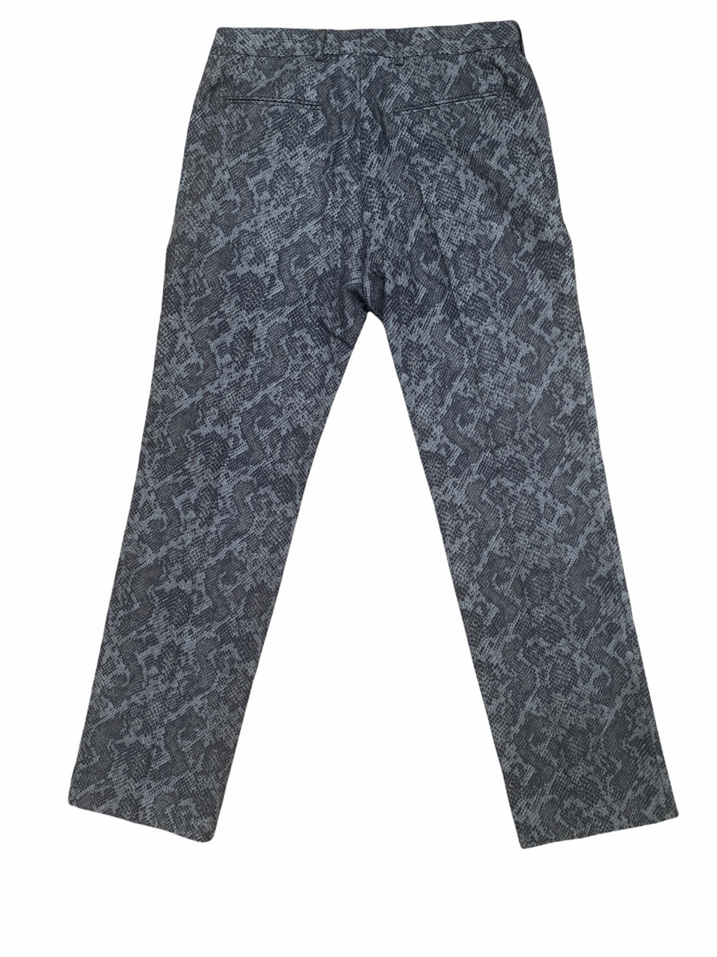 Grey Snakeskin print Wool Trousers Size US 32