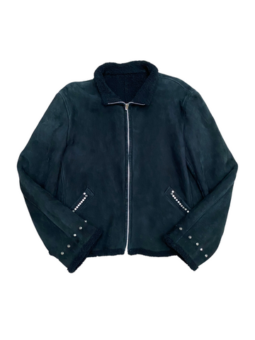 Vintage Black Shearling Jacket Spikes