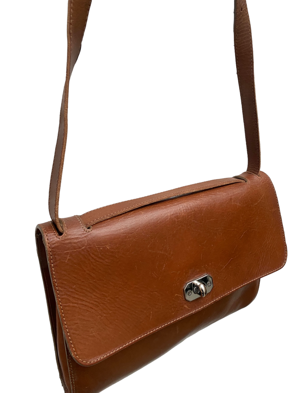 Superb Square Brown leather handbag bag