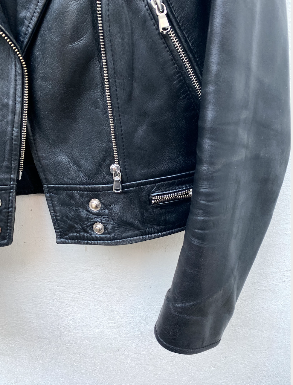 Sandro Black Biker Leather Jacket Size XS