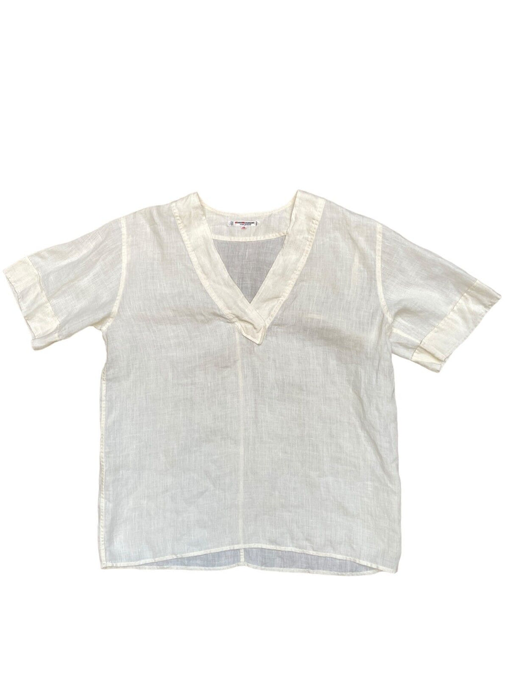 1970s Vintage Linen T-shirt Ivory Color  Size M