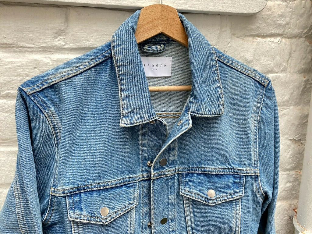 Sandro Light Blue Denim Jacket Superb Color Size S