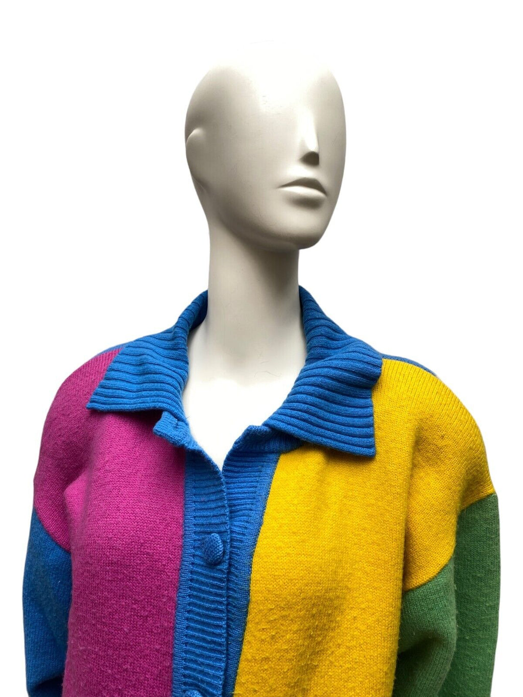 Courreges Vintage 70s Colorblock Heavy Cardigan  Padded  Size M
