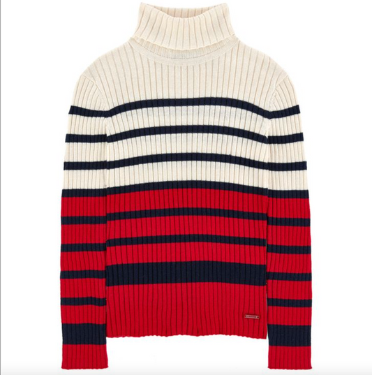 White Red Striped Rollneck Size 16A / fits S / US 36