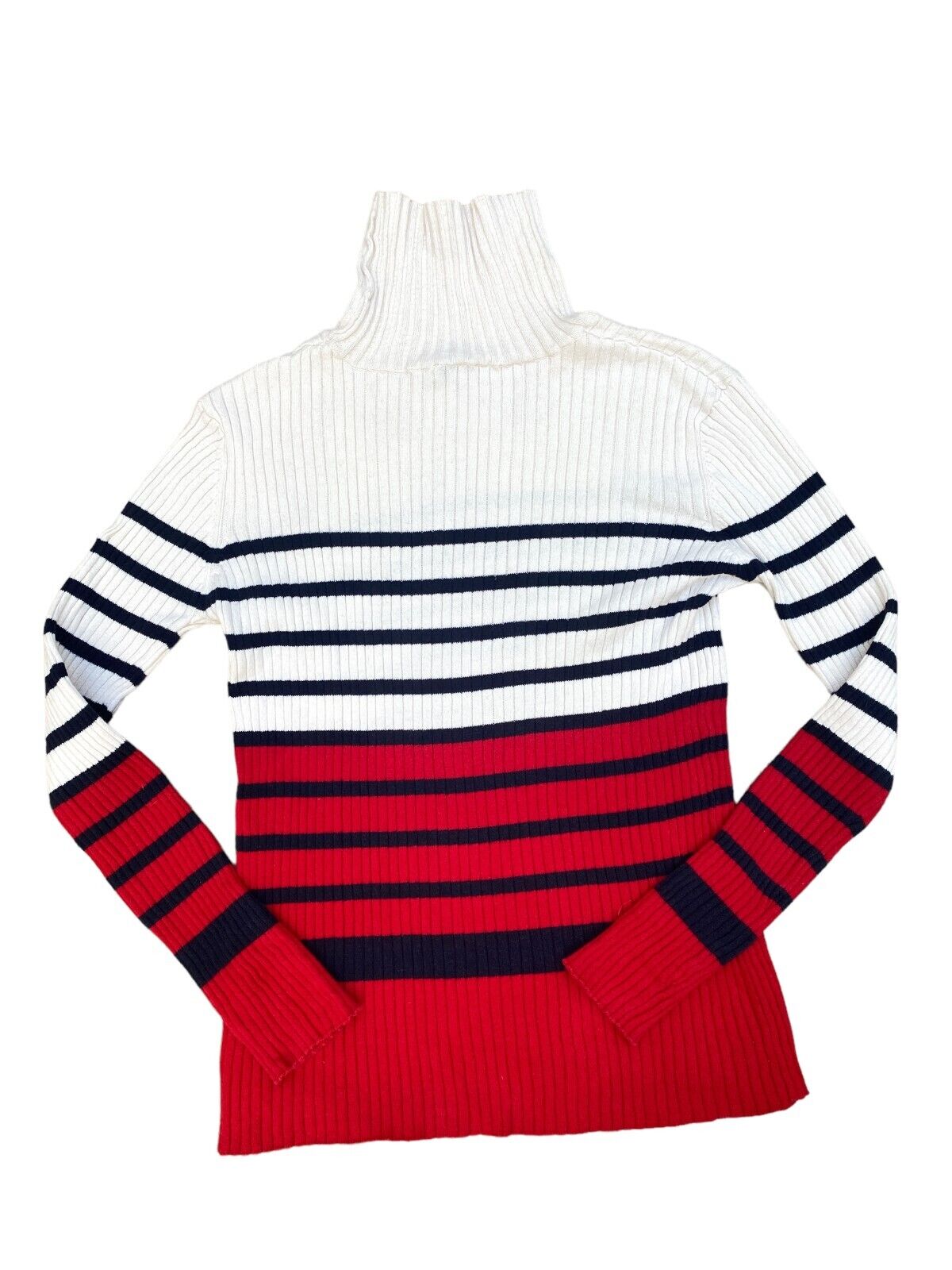 White Red Striped Rollneck Size 16A / fits S / US 36