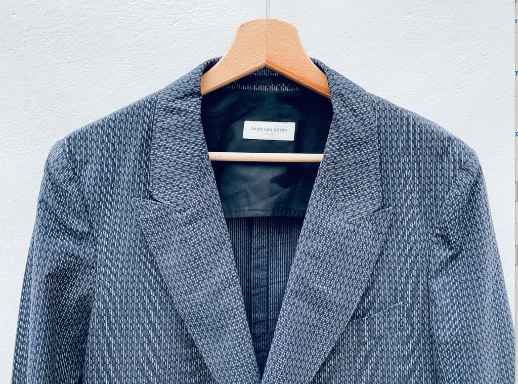 Dries Van Noten Grey / Navy Blazer Jacket Size M