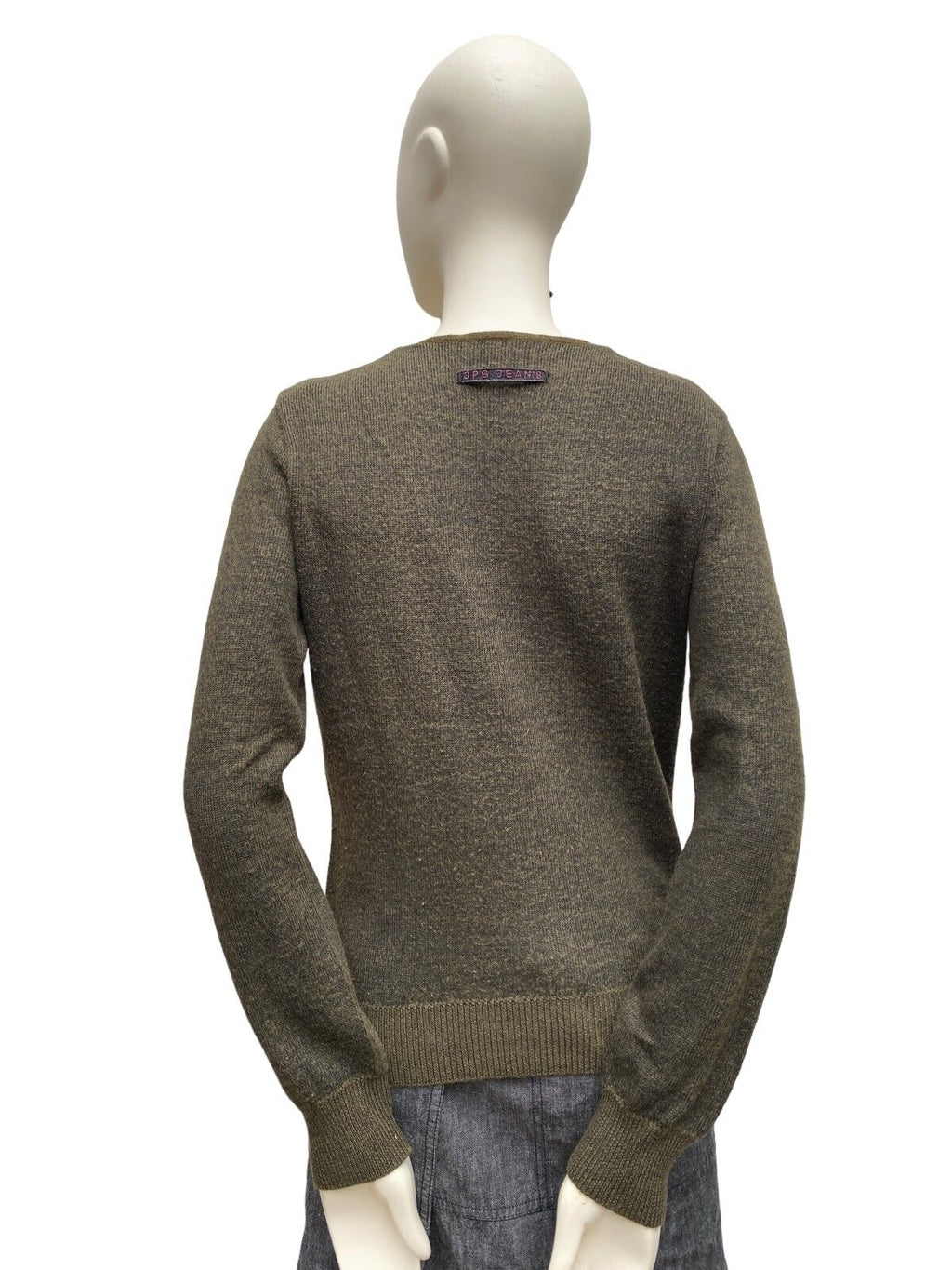 Jean Paul Gaultier Vintage Kaki wool V Neck Sweater Size M