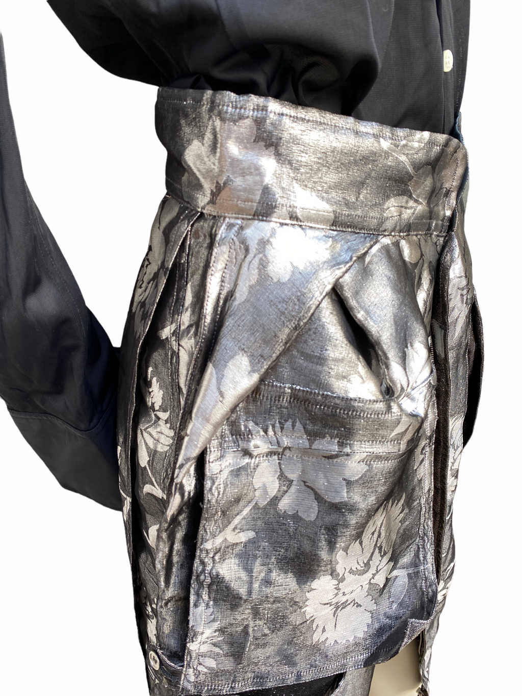 1595$ Maison Margiela SS 2016 Gorgeous Silver Cargo Floral Skirt