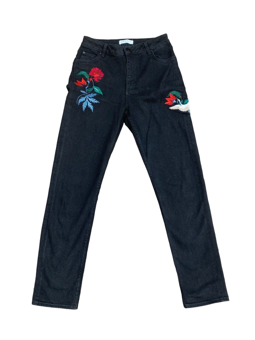 Embroidered denim jeans High Waist Cut