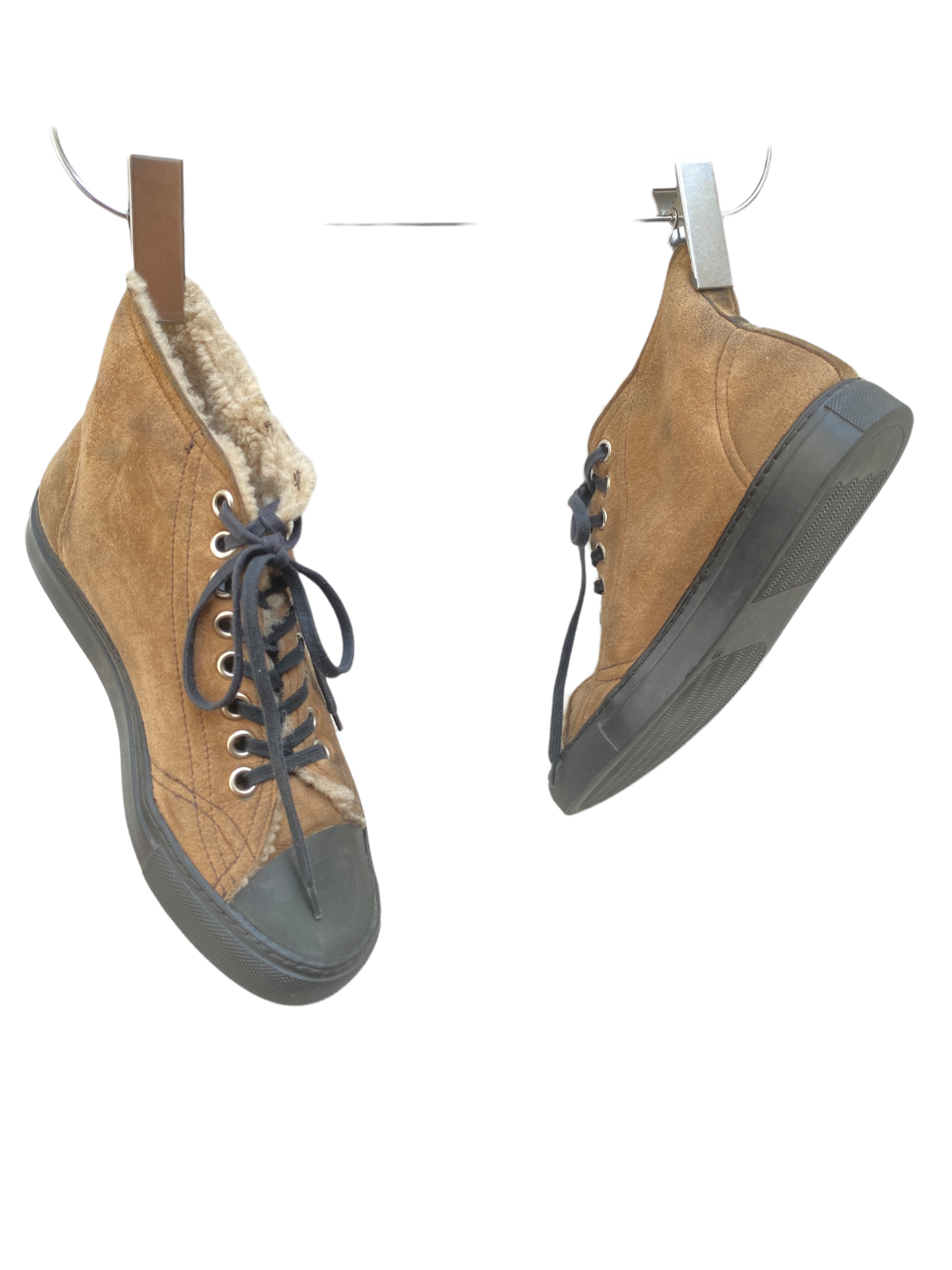 Brown Shearling Converse Sneakers