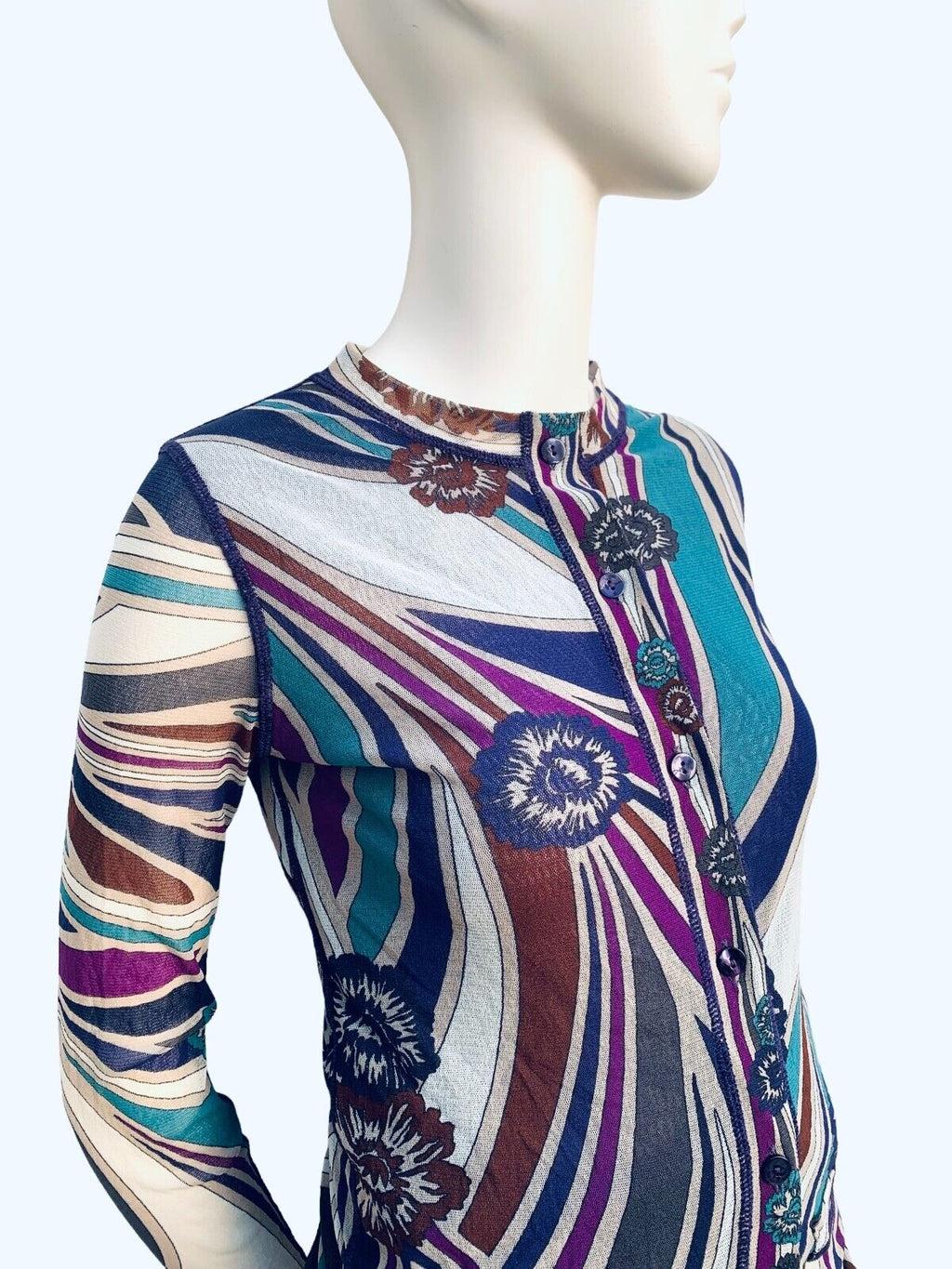 Vintage Mesh Nylon Colorful Cardigan