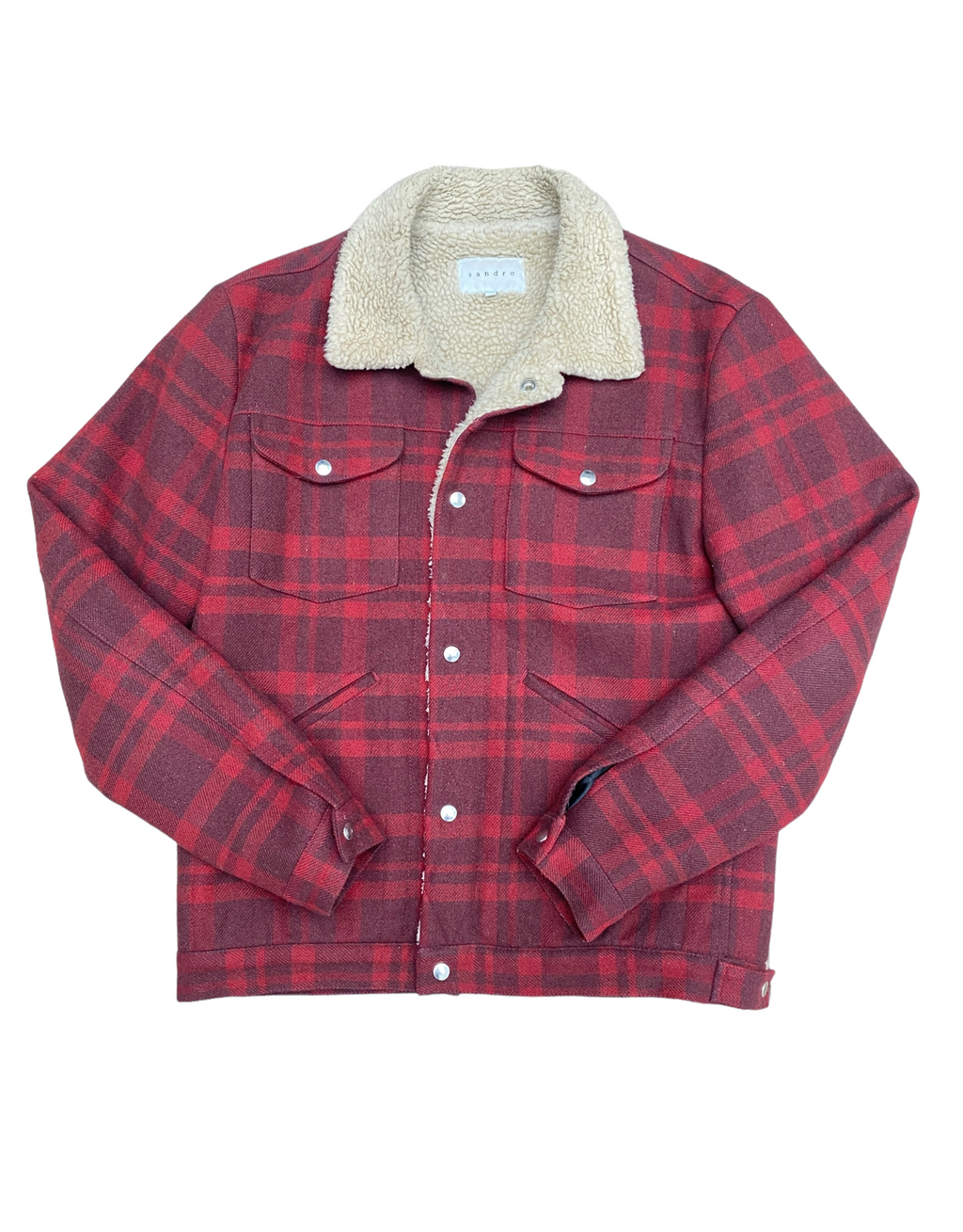 Red Wool check  Shearling jacket