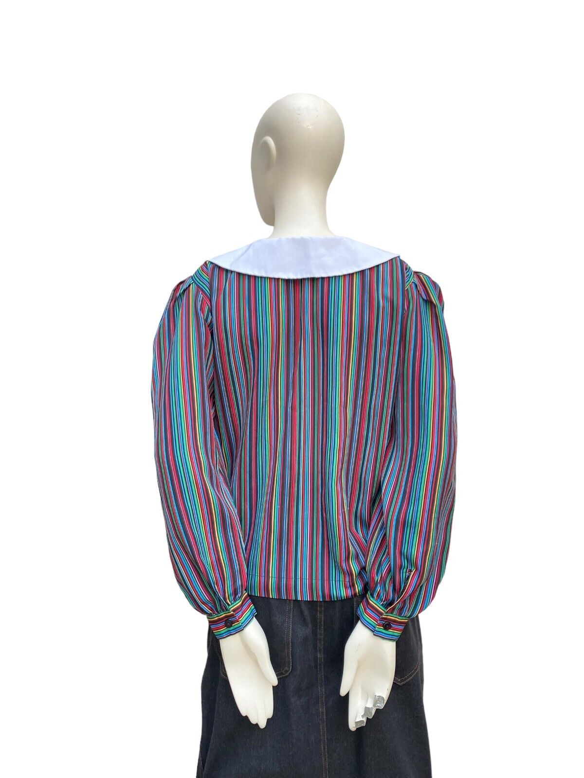 Silk Striped Blouse  Peter Pan Collar