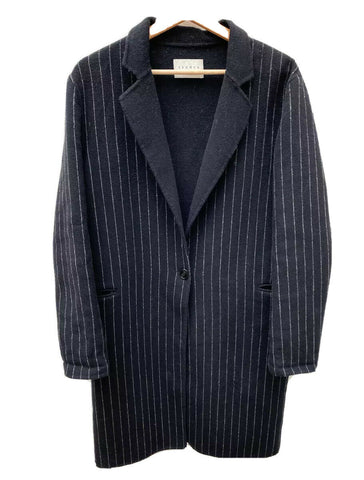 Sandro Black Striped Wool Coat Size M