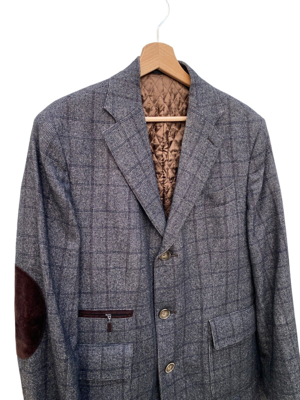 Grey Checkered Wool Coat Size 50 / M
