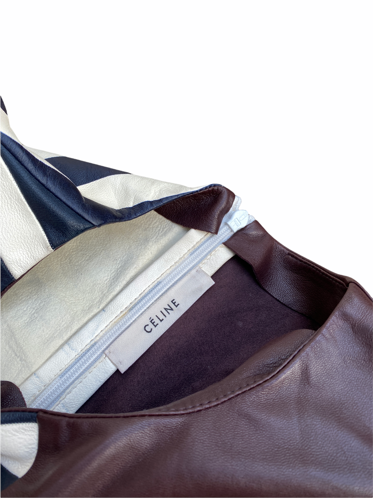 White Striped Leather Top