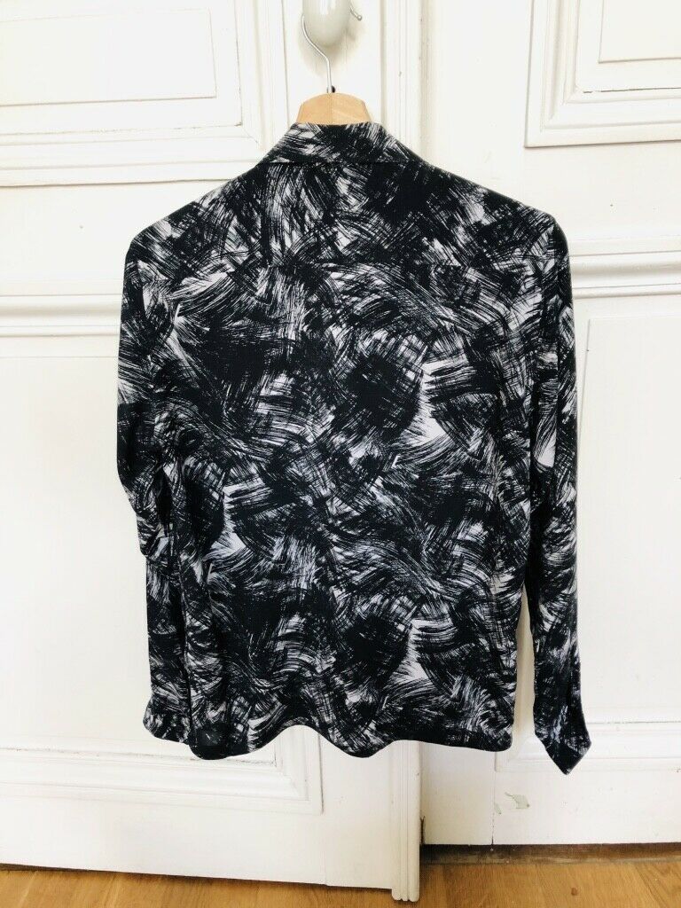 Sandro Hawaiian Shirt  - Black / White Longsleeves  Size S