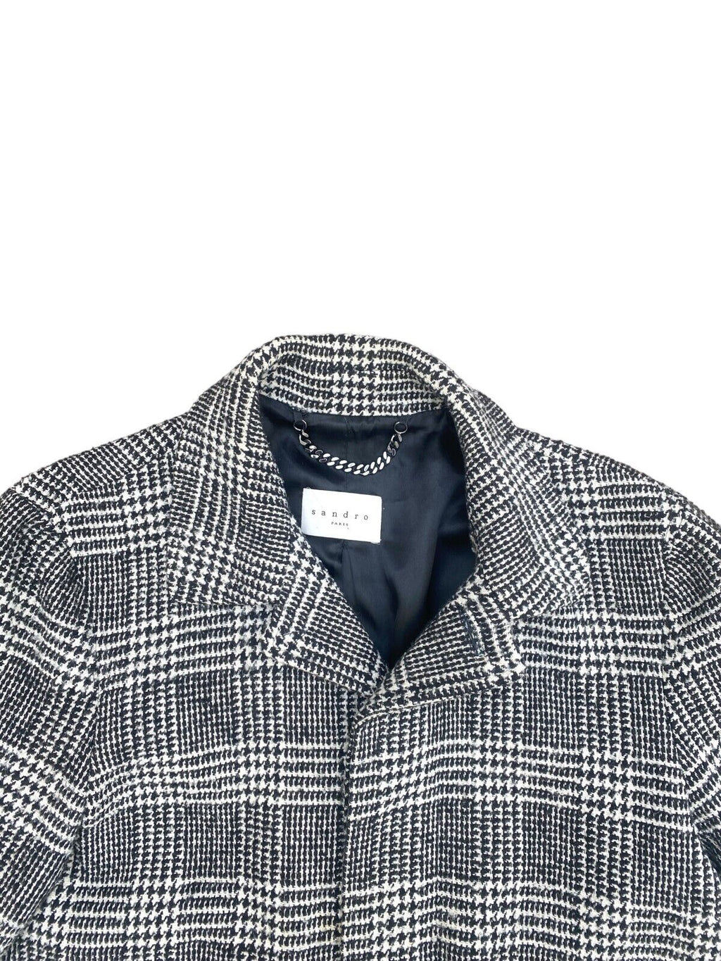 Checkered Grey Wool Mac Coat 