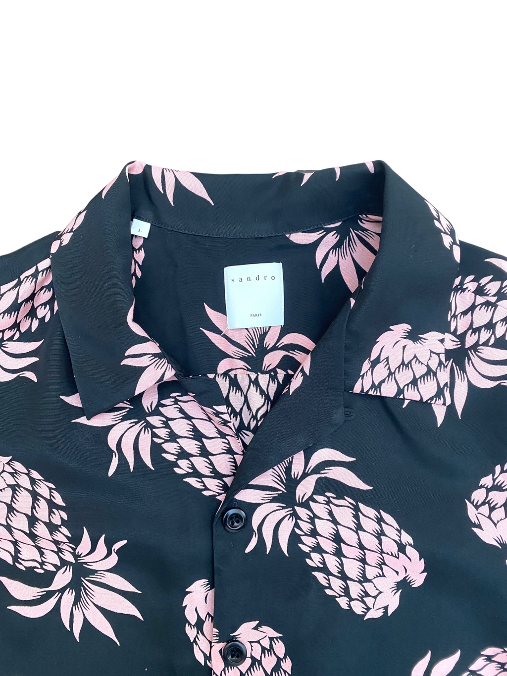 Black / Pink Hawaiian Floral  Short Sleeves Shirt