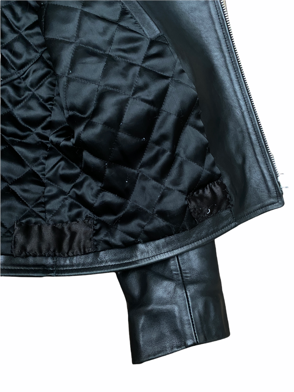 Black Biker Leather Jacket  Size M