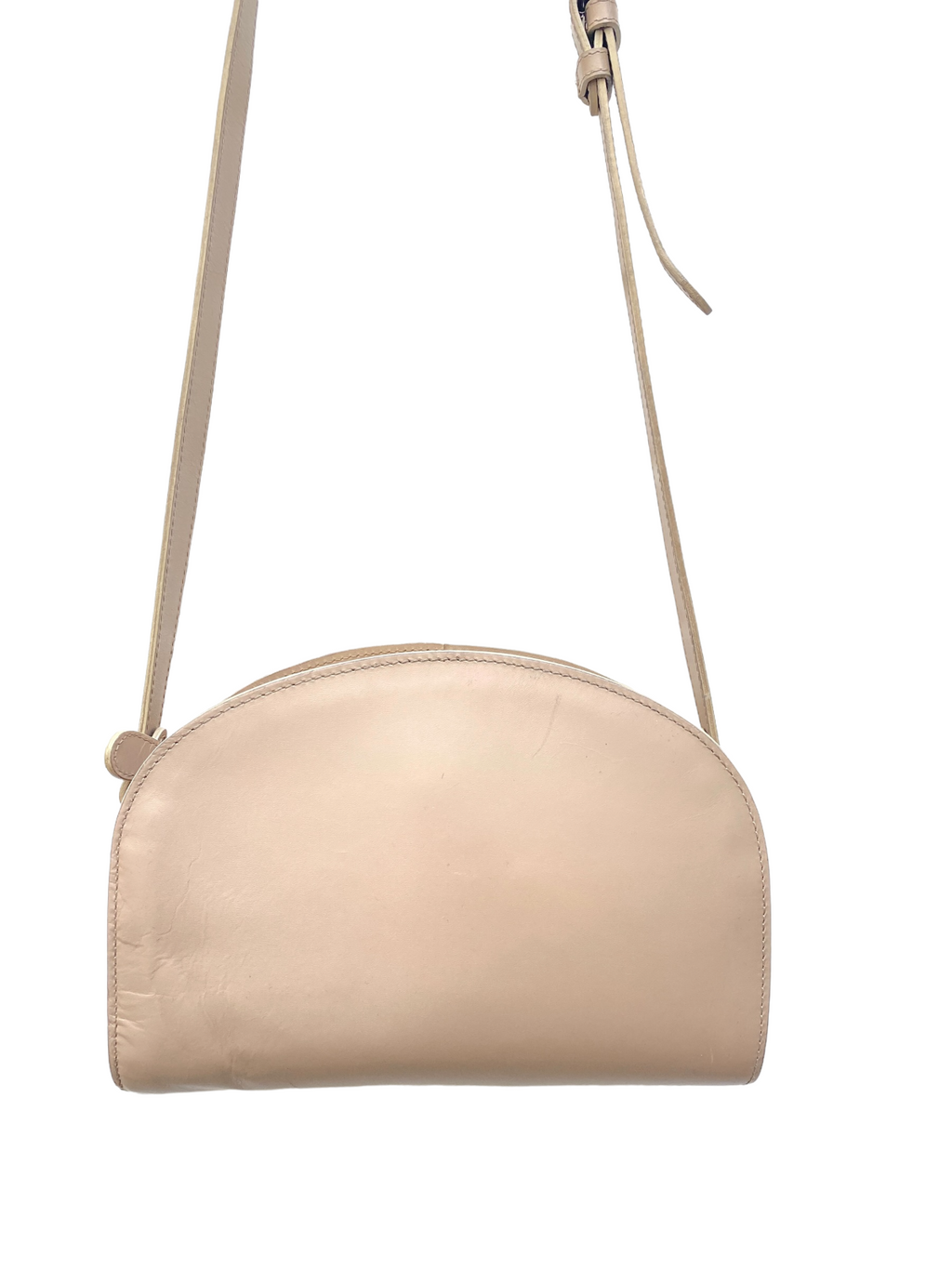 Beige / Light pink Half moon Leather bag