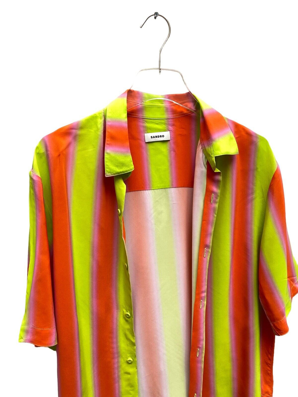 Neon Green Orange Short Sleeves Shirt Size M Medium