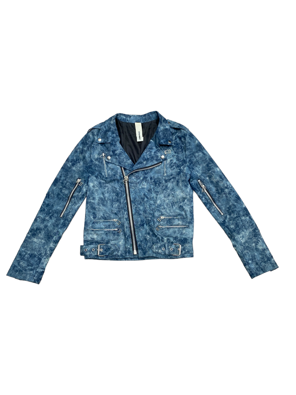 Blue Cotton Biker Jacket