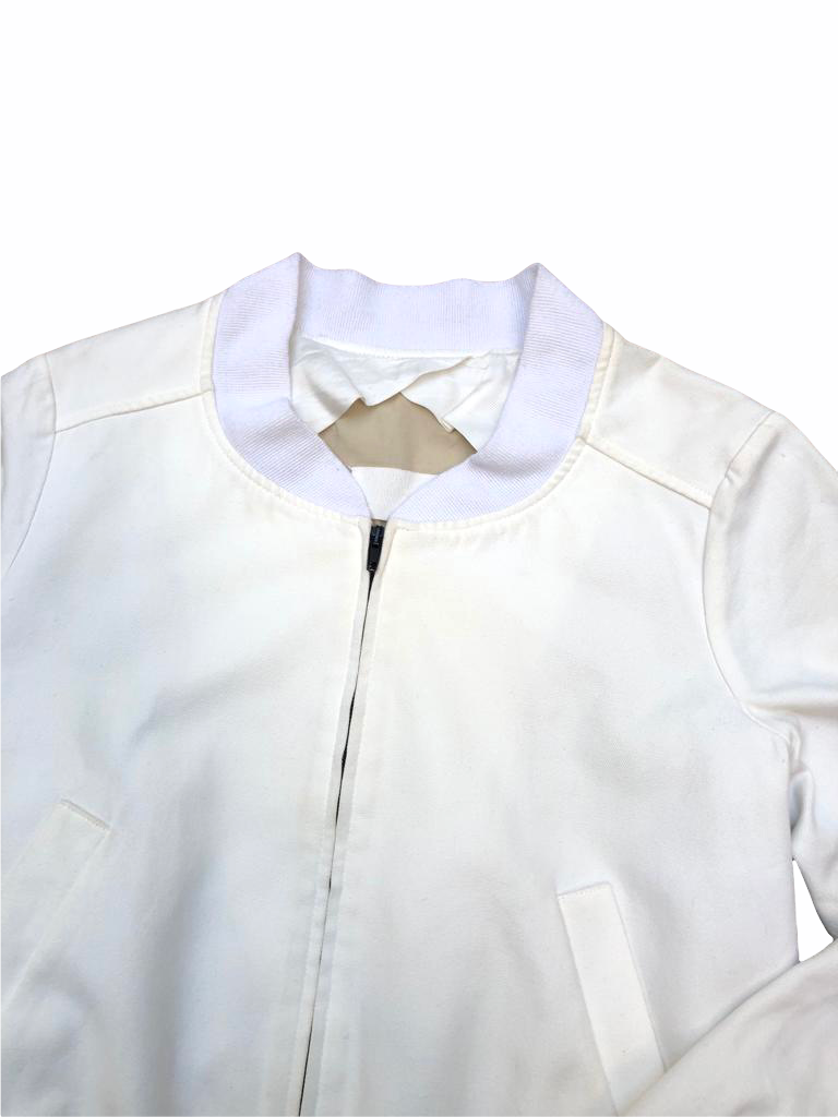 SS 2004 White Bomber Jacket Women Fits M Fits Men S