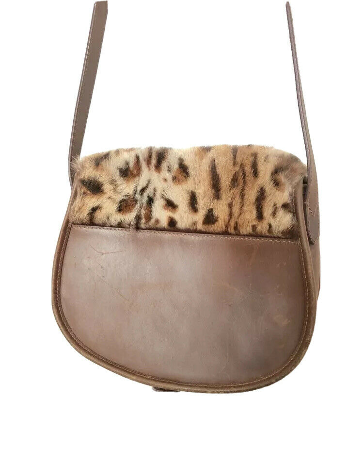 A.P.C. Brown Leather / Rabbit Fur Bag / Shoulder Bag Size O/S