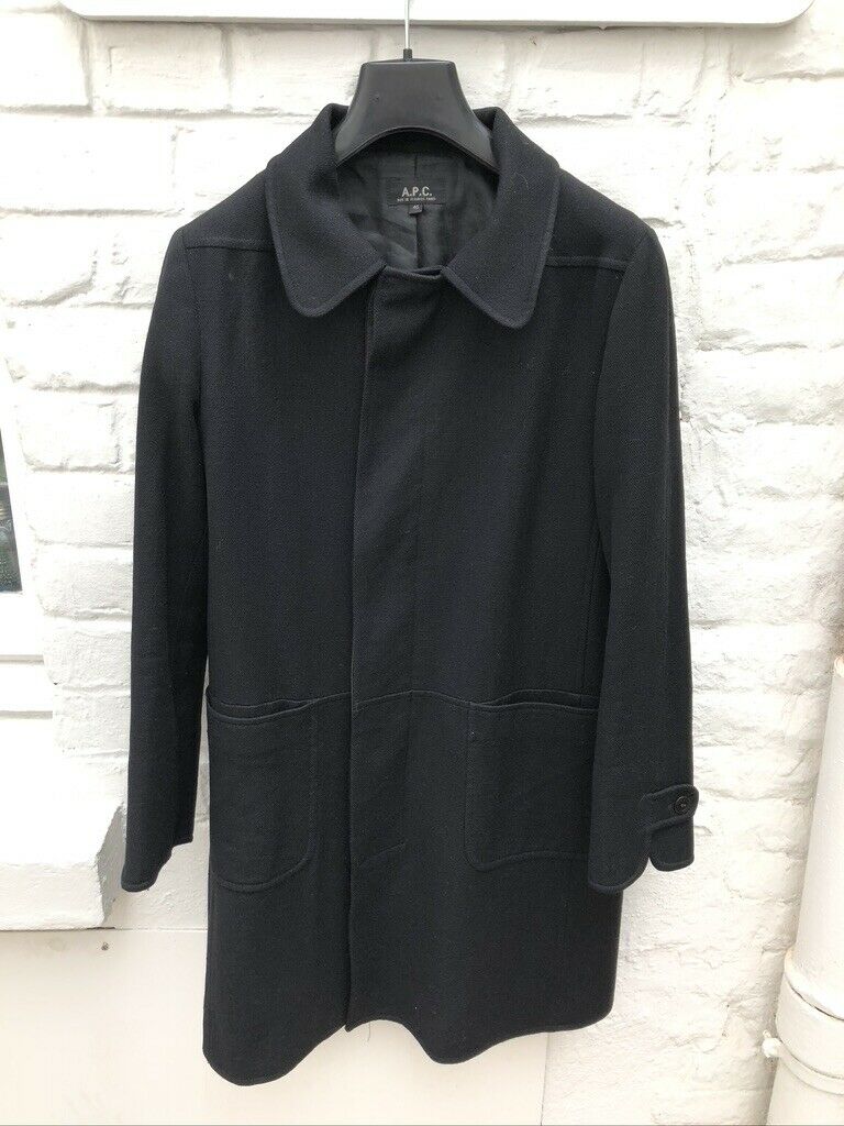 A.P.C. Black Wool Coat - 100% Wool Size M