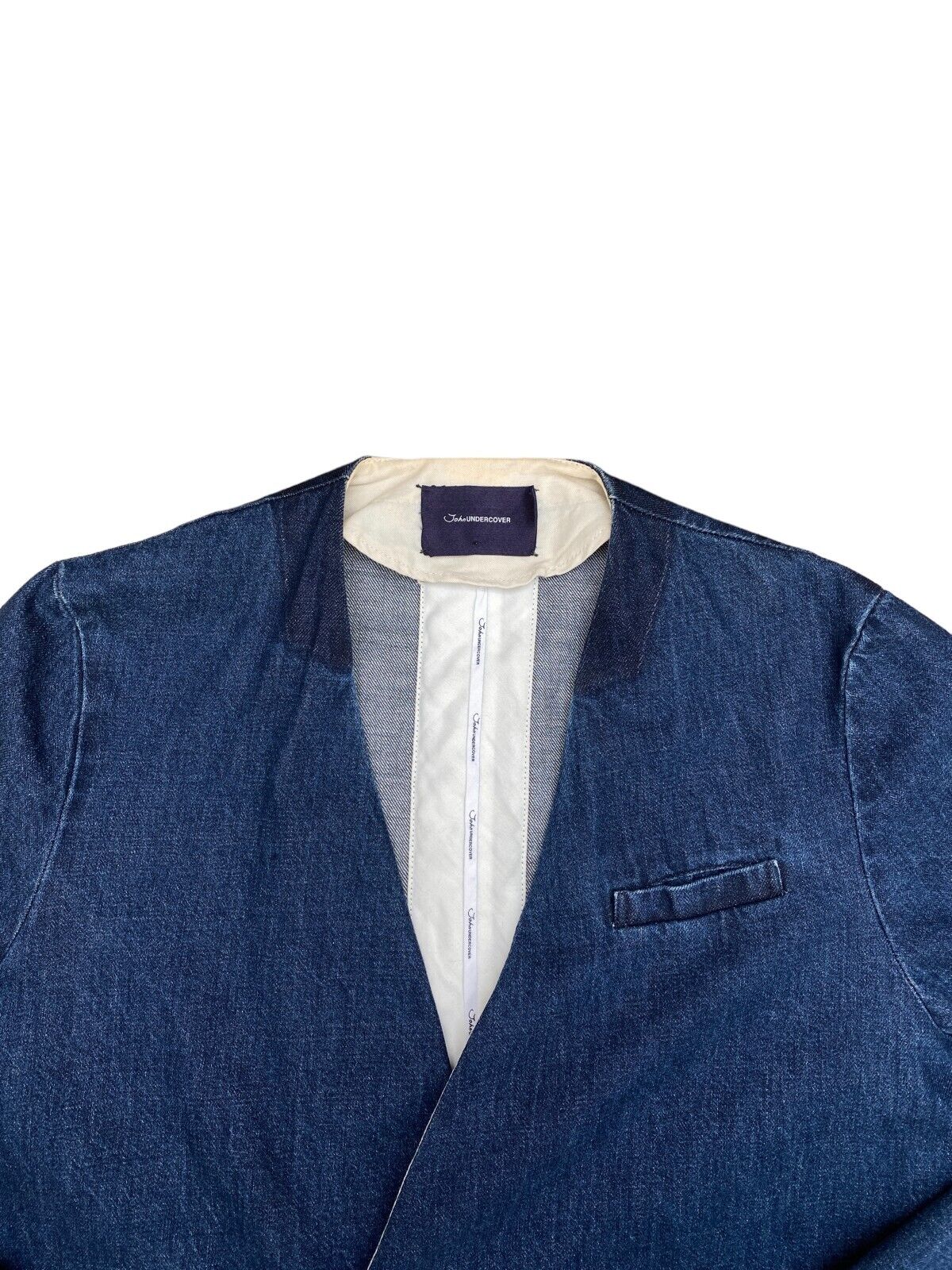 Blue Denim Collarless Coat