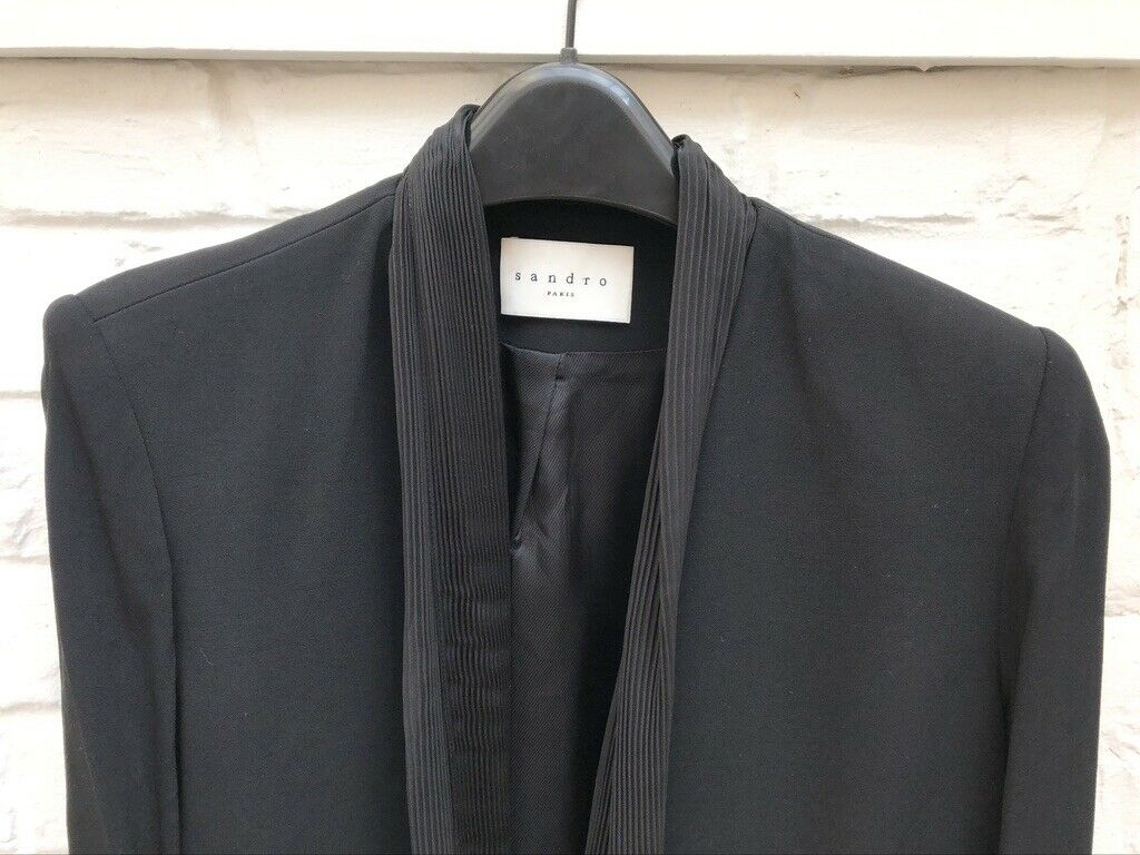 Sandro Black Built-in Scarf Blazer Jacket Size M / L