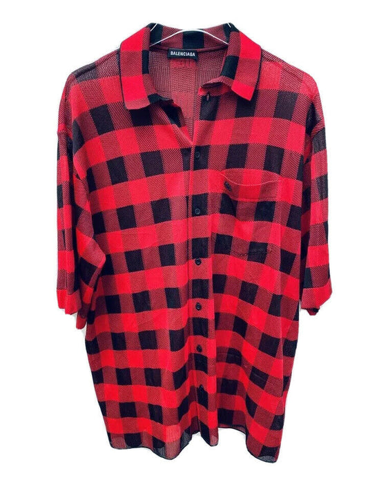 Balenciaga Checked Red / Black Shirt Size XS