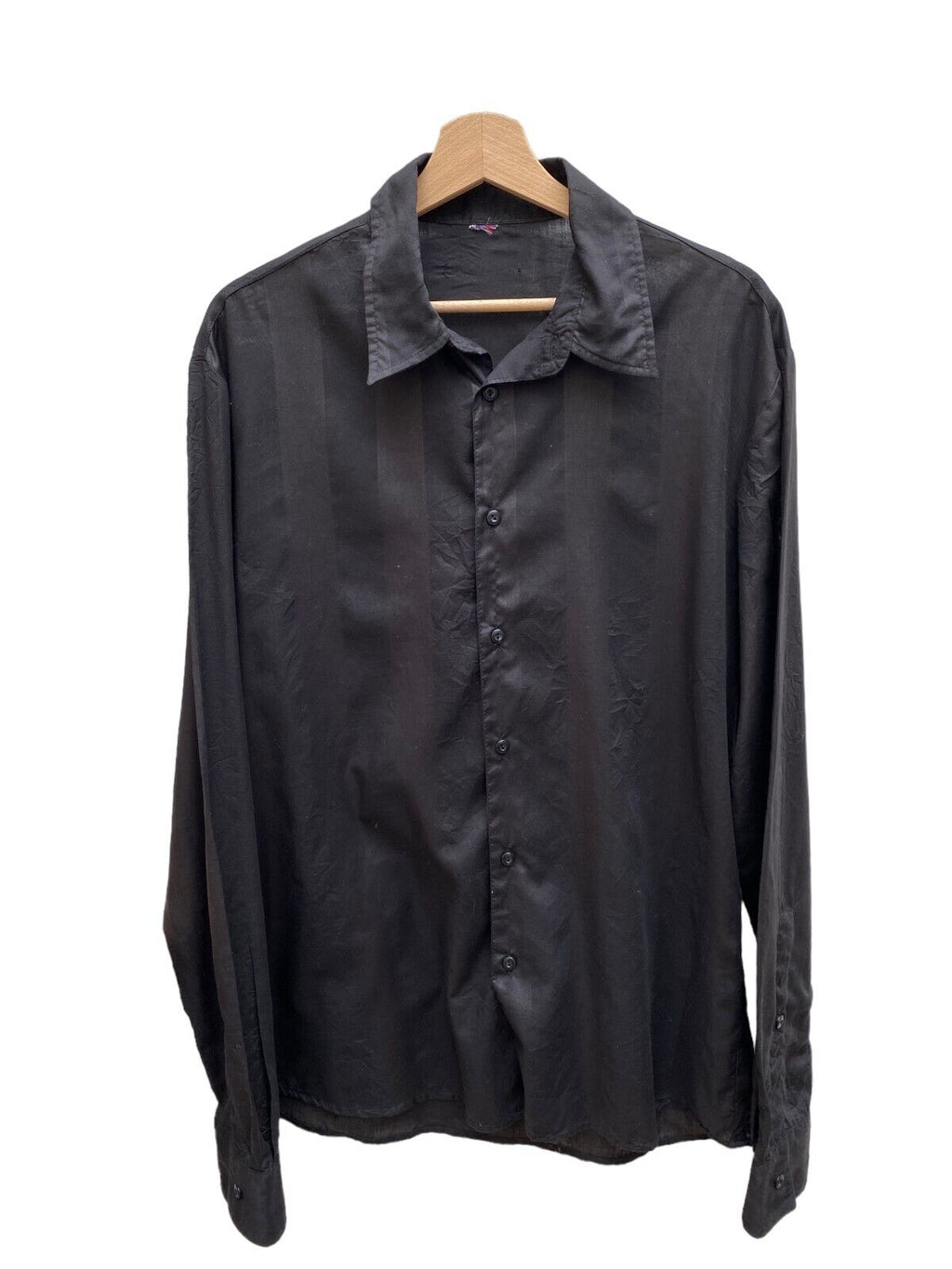 Vintage Black Silk Like Shirt  Size L