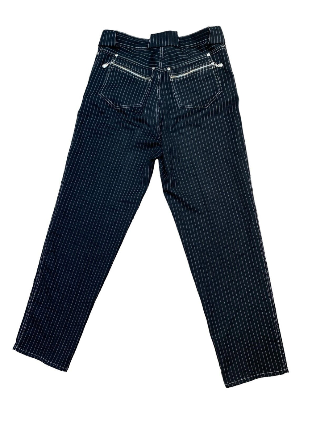 Black Striped Punk Wool Pants  Size L Large / US 32