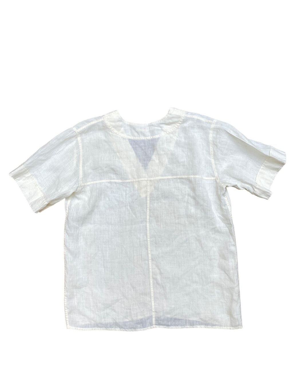 1970s Vintage Linen T-shirt Ivory Color  Size M