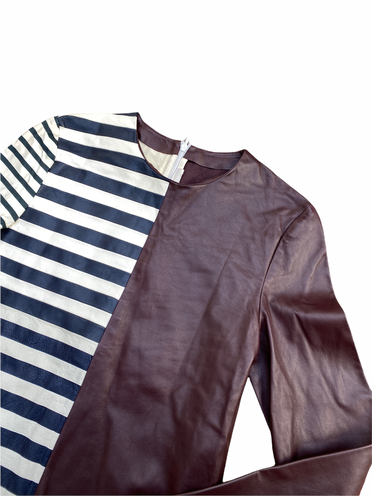White Striped Leather Top