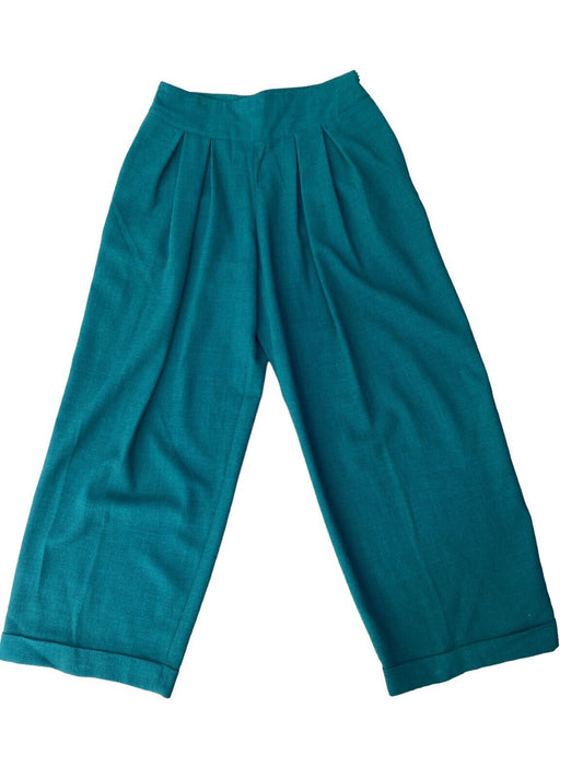 Vintage Forest Green Wide Wool Pants  Size 44 fits US 32