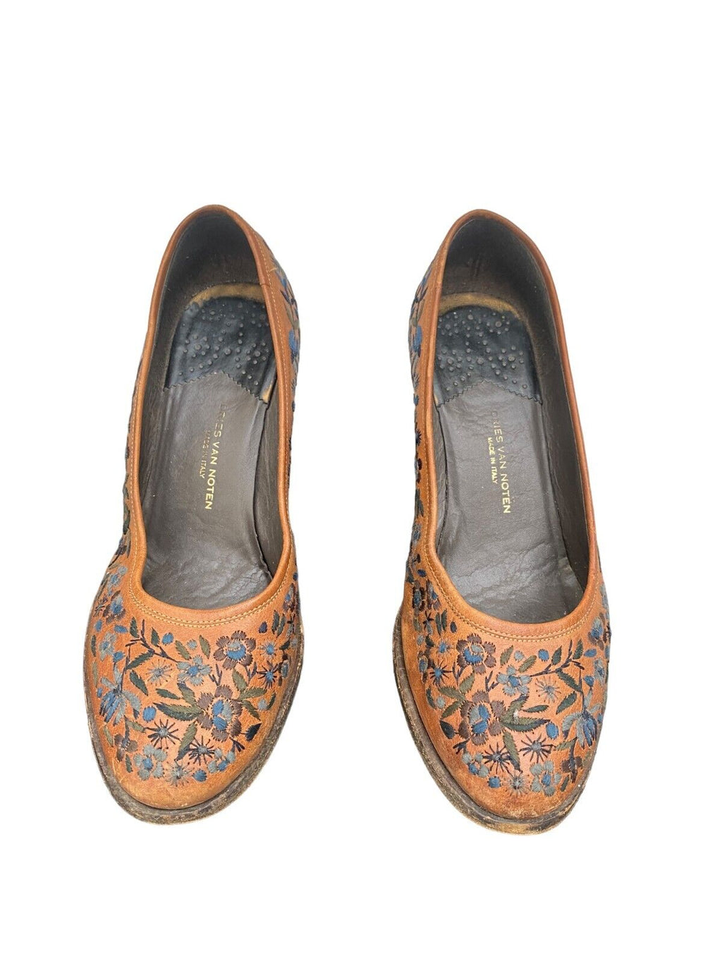 Embroidered Leather Shoes Heels