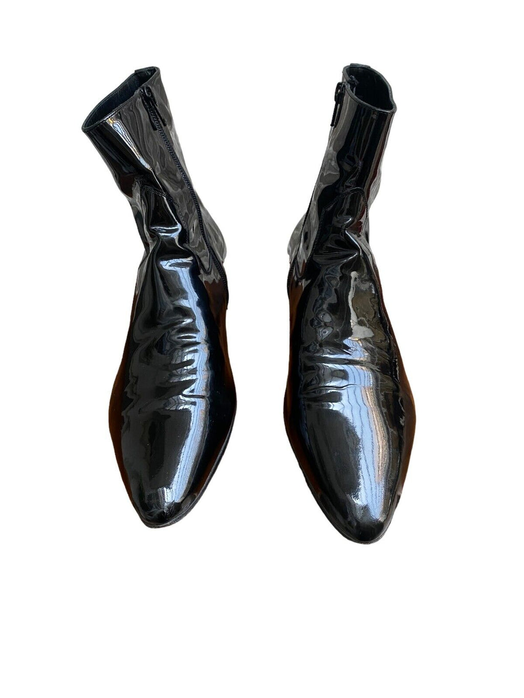 Devon Black Patent Leather Boots by Hedi Slimane