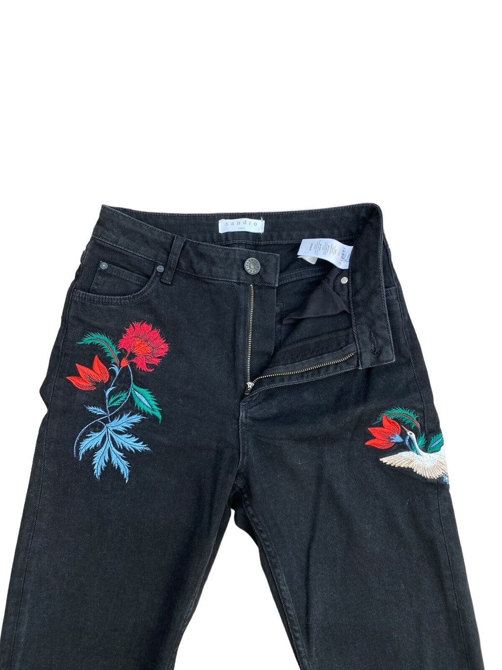 Embroidered denim jeans High Waist Cut