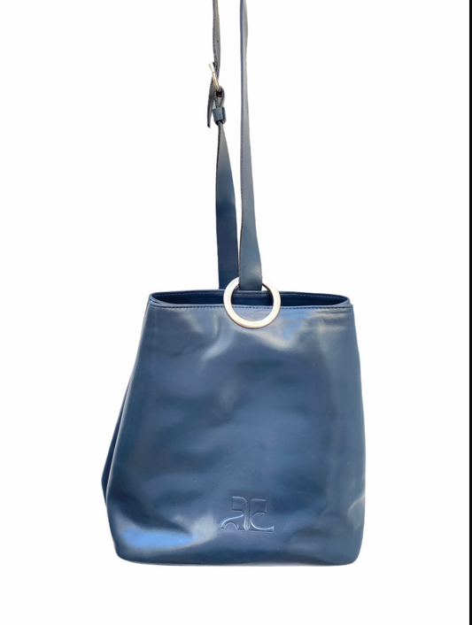 Vintage Blue Patent Leather Shoulder Bag