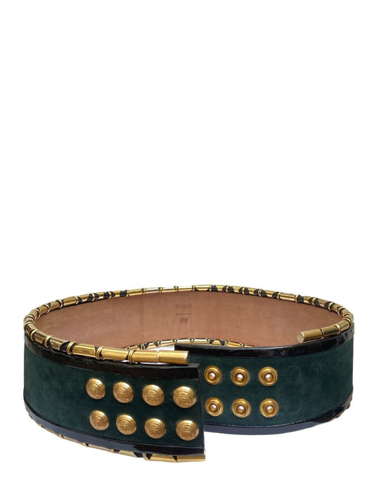 Green Emeraud Suede Leather Belt  Size M / L