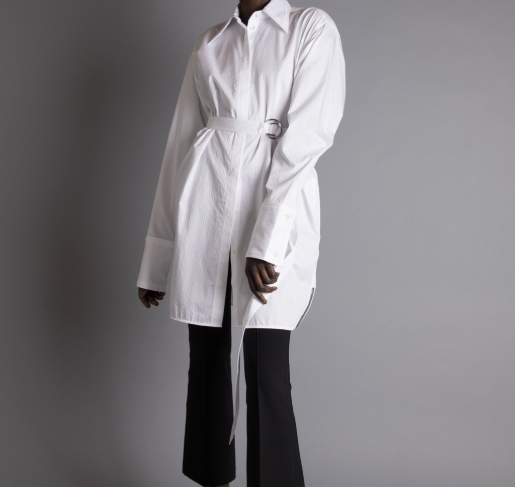 Helmut Lang  Belted White Oversized Shirt - Dress  Size S / Small